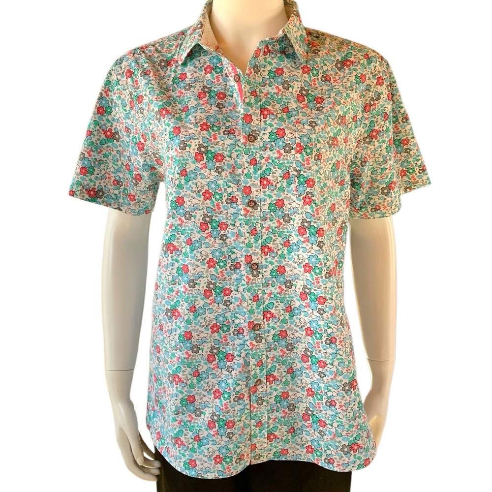 Floral all cotton short sleeve button down size medium